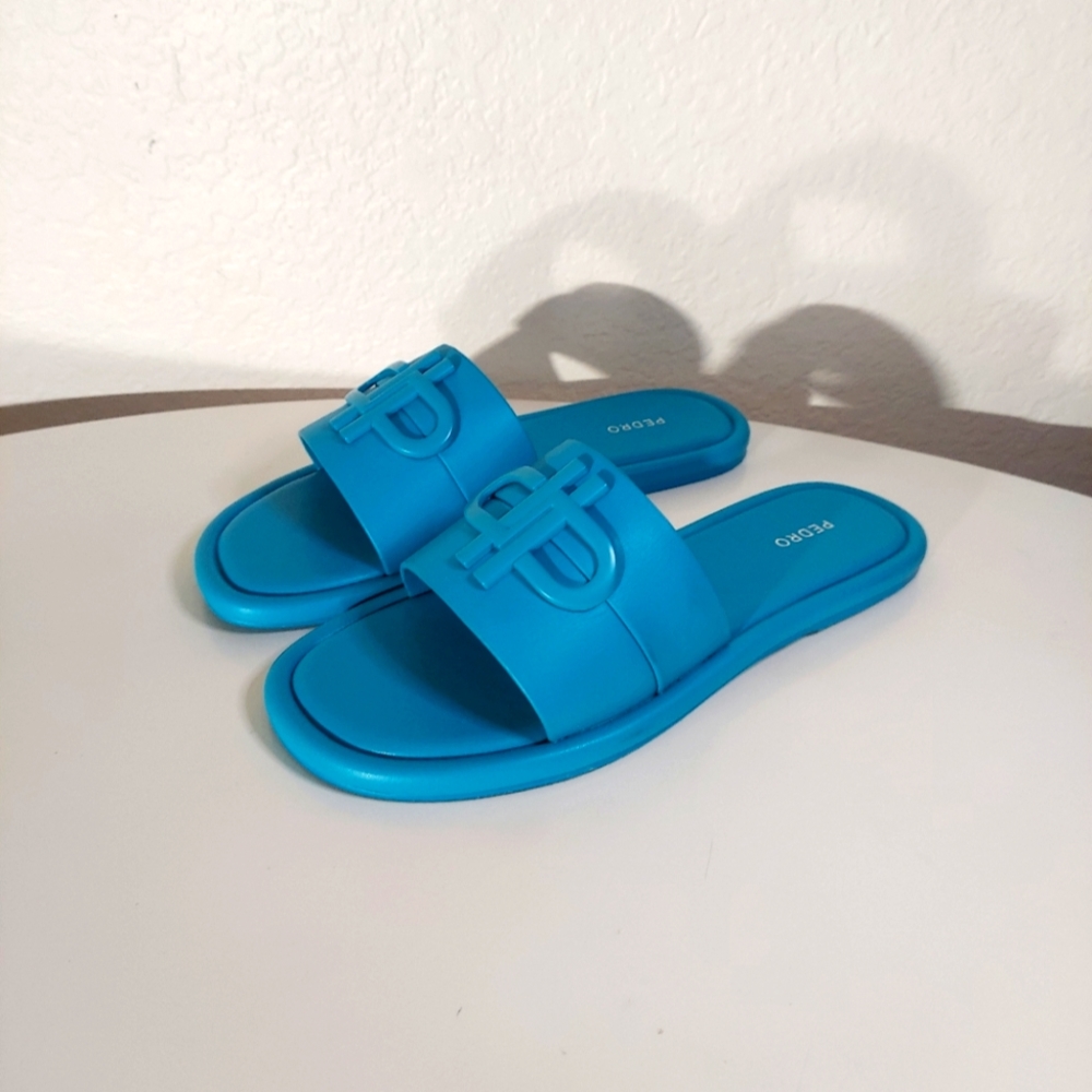 Pedro Icon Turquoise Leather Slide Sandals